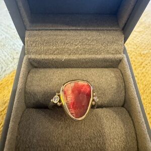 *Sold Elsewhere Emily Amey 14k Yellow Gold Sterling Silver Andesine Diamond Ring